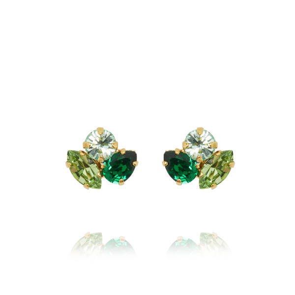 Caroline Svedbom Gold Ana Earrings - Majestic Green Combo